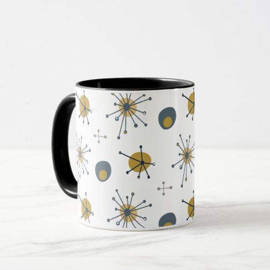Atomic MCM Starburst Pattern Navy, Mustard, Grey Mok (Voorkant links)