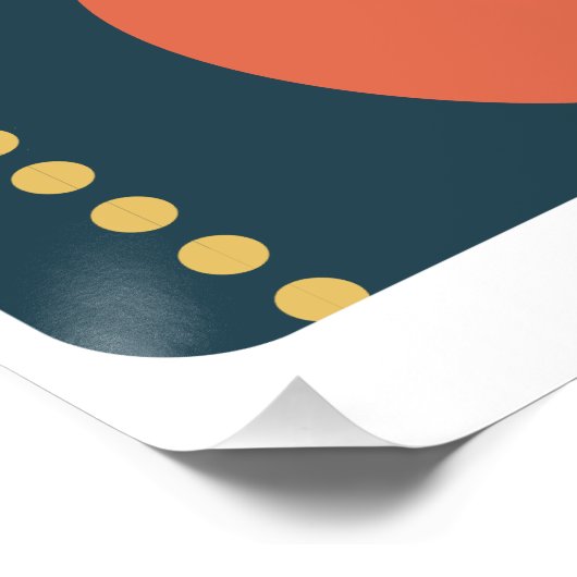 Atomic Mid Century Abstracte houtskool, Blauwgroen Perfect Poster (Hoek)