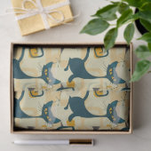 Atomic Mid Century Black Cat Starburst Decoupage Tissuepapier (Geschenk)