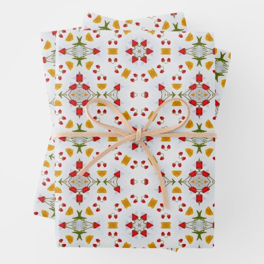 Atomic Mid Century Flower Inpakpapier Vel (In situ)