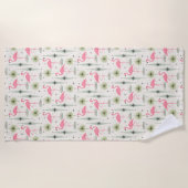 Atomic Oasis met roze flamingos Strandlaken (Voorkant)