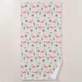 Atomic Oasis met roze flamingos Strandlaken (Voorkant)