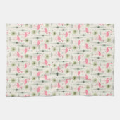 Atomic Oasis met roze flamingos Theedoek (Horizontaal)