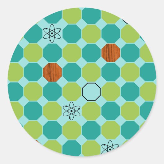Atomic Octagons Round Stickers (Voorkant)