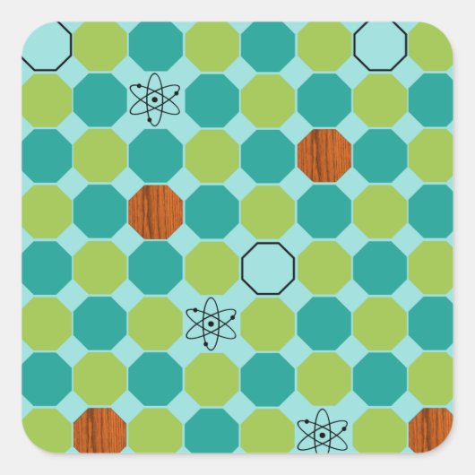 Atomic Octagons Square Stickers (Voorkant)