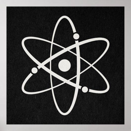 Atomic Orbit Icon Molecule Art Black Poster (Voorkant)