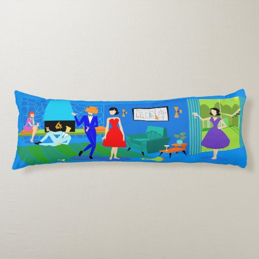 Atomic Palm Springs Cocktail Party Body Kussen (Voorkant)