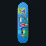 Atomic Palm Springs Cocktail Party Skateboard<br><div class="desc">Ce Skateboard Atomic Palm Springs Cocktail Party est une sophistication kitsch à son plus fabuleux! Le style des années 1960, minimaliste design d'art, dispose d'une cheminée en pierre moderne du milieu du siècle à l'ombre de bleu qui s'harmonise parfaitement avec le cobalt lumineux du reste du salon. On y découvre...</div>
