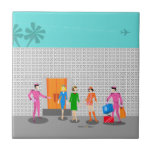 Atomic Palm Springs Stewardess Party Carreaux en c<br><div class="desc">Vous êtes invité à l'événement social de l'année avec cette Atomique Palm Springs Stewardess Party céramique design. Joignez-vous à ces trois hôtesses de l'air vintages qui rivalisent avec les compagnies aériennes pour accéder à leur kitschy 1960's breezy block hotel. L'un des clochards fabuleusement accrochés dans un uniforme rose chaud rétro...</div>