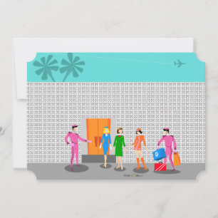 Atomic Palm Springs Stewardess Party Invitation Kaart