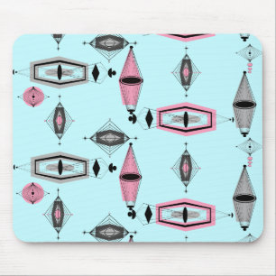 Atomic Pink & Grey Pattern Mousepad Muismat