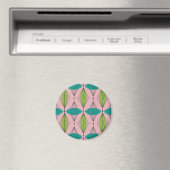 Atomic Pink Ogee & Starburst Ronde Magneet (Insitu (Vaatwasser))
