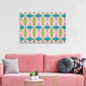 Atomic Pink Ogee & Starburst Verpakt Canvas (Insitu (Woonkamer))