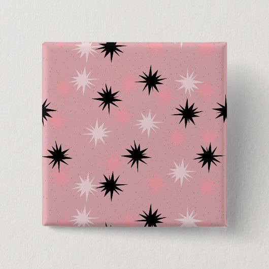 Atomic Pink Starbursts Square Button (Voorkant)