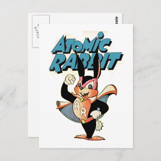 Atomic Rabbit grappige cartoon superheld Briefkaart (Voorkant / Achterkant)