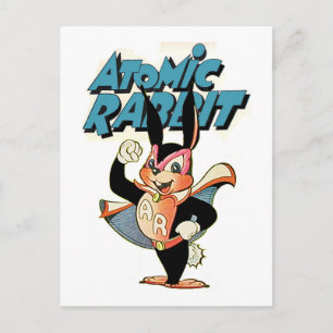 Atomic Rabbit grappige cartoon superheld Briefkaart