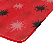 Atomic Red Starbursts Glass Cutting Board Snijplank (Hoek)