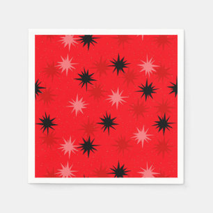Atomic Red Starbursts Paper Cocktail Napkins Servetten