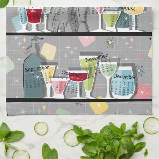 Atomic Retro Cocktails 2026 Kalender Theedoek (Gevouwen)