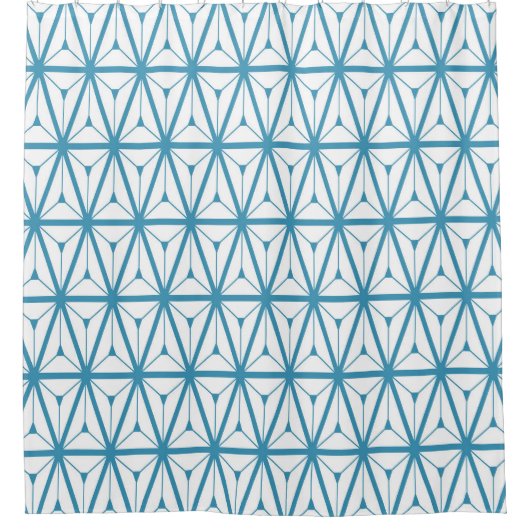 Atomic Retro Pattern Blue Douchegordijn (Voorkant)