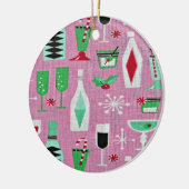 Atomic Retro Roze kerstversiering Keramisch Ornament (Links)