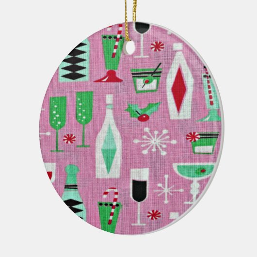 Atomic Retro Roze kerstversiering Keramisch Ornament (Links)
