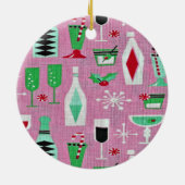 Atomic Retro Roze kerstversiering Keramisch Ornament (Achterkant)