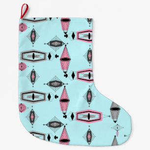 Atomic Roze & Grey Pattern kerststouwing Grote Kerstsok