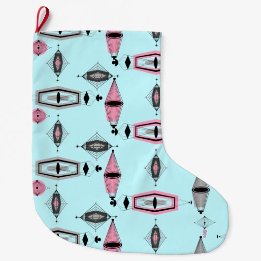 Atomic Roze & Grey Pattern kerststouwing Grote Kerstsok (Voorkant)