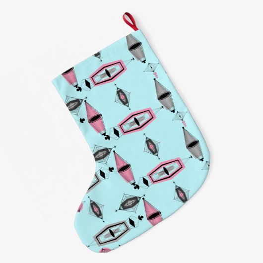 Atomic Roze & Grey Pattern kerststouwing Grote Kerstsok (Achterkant (Hangend))