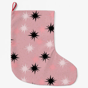 Atomic Roze Starbursts kerst Stocking Grote Kerstsok