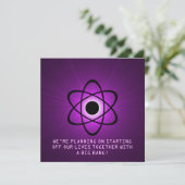 Atomic Save the Date Invite, Paars (Staand voorkant)