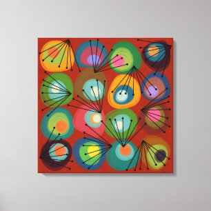Atomic Shapes Painted Circles Oranje MCM Canvas Afdruk