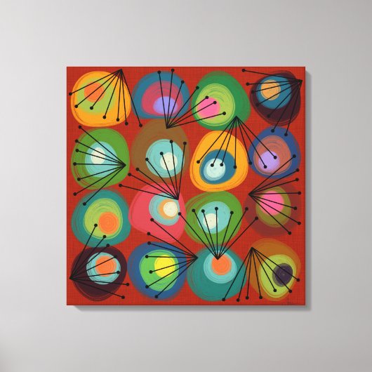 Atomic Shapes Painted Circles Oranje MCM Canvas Afdruk (Voorkant)