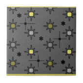 Atomic Sky Starbursts Dark Grey Yellow Tegeltje (Voorkant)