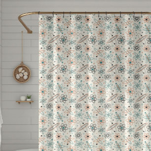 Atomic Space Retro Starburst Mid Century-patroon Douchegordijn