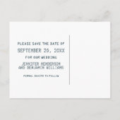 Atomic sparen het Briefkaart van de Datum, Blauw (Achterkant)