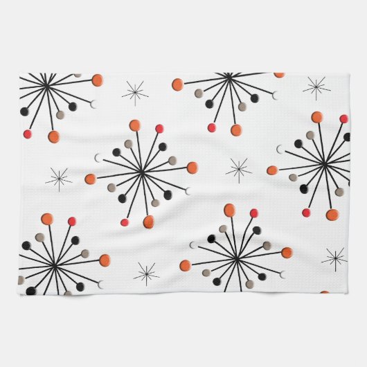 Atomic Sphere Star Burst Retro Patern Theedoek (Horizontaal)