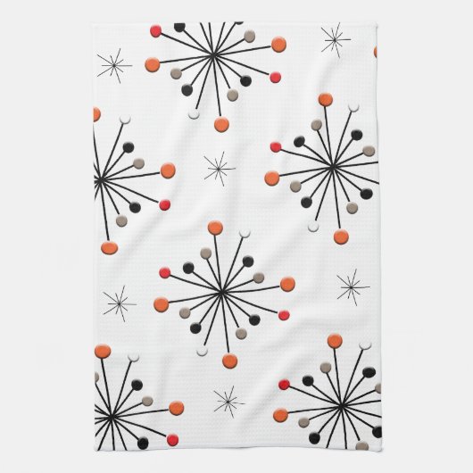 Atomic Sphere Star Burst Retro Patern Theedoek (Verticaal)