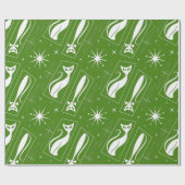 Atomic Star Cat MidCentury Moderne Kerstmis MCM Cadeaupapier (Vlak)