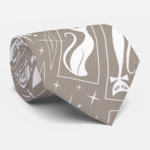 Atomic Star Cat MidCentury Moderne Kerstmis MCM Stropdas (Opgerold)