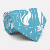 Atomic Star Cat MidCentury Moderne Kerstmis MCM Stropdas (Opgerold)