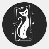 Atomic Star Cool Cat MidCentury Modern MCM MOD Ronde Sticker (Voorkant)