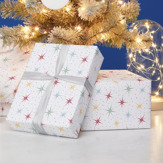 Atomic Starburst en het Patroon van Stippen Mideeu Cadeaupapier (Feestdagen)