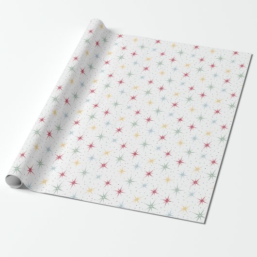 Atomic Starburst en het Patroon van Stippen Mideeu Cadeaupapier (Uitgerold)