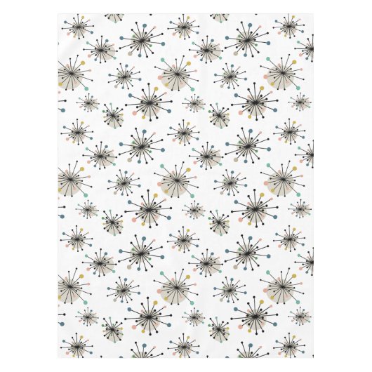 Atomic Starburst Groot Motief Midden Eeuw Tafelkleed (Voorkant)