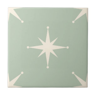 Atomic Starburst Mid Century Modern groen Tegeltje