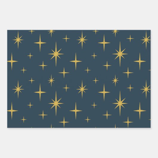 Atomic Starburst Navy, Mosterd Inpakpapier Vel (Voorkant 3)