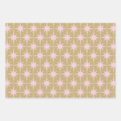 Atomic Starburst Patroon in Pastel Roze en Buff Inpakpapier Vel (Voorkant)