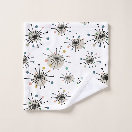Atomic Starburst Pattern Retro mid Century Bad Handdoek (Wasdoekje)